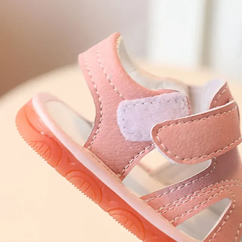 Kids Sandals With Sound 0-2 Years Baby Summer Toddler Boy Girl Beach Shoes Newborn Infant First Walkers Close Toed