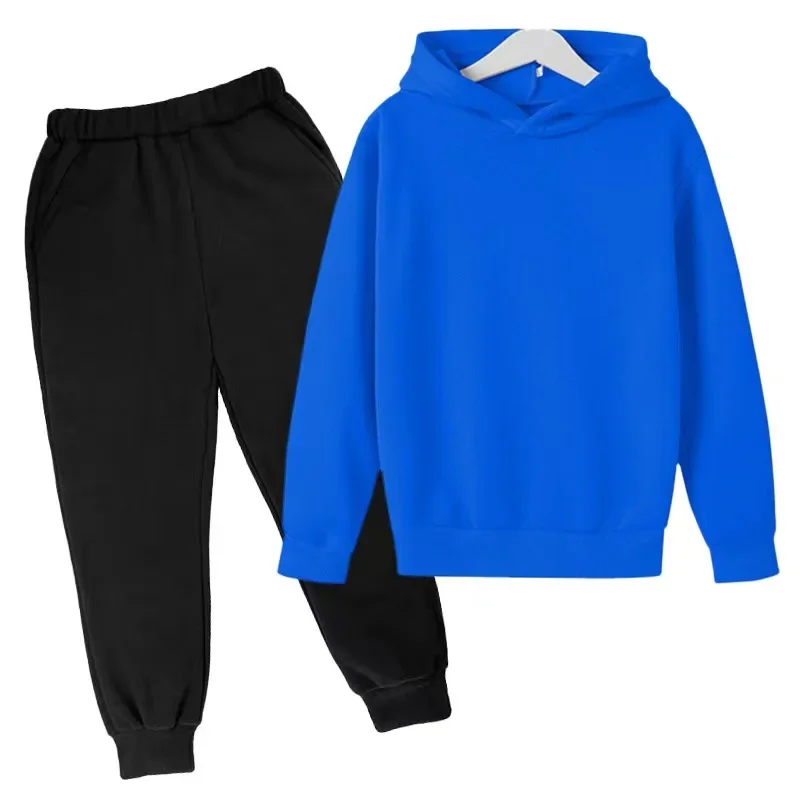 Autumn/Winter Kids Tracksuit Hoodie Solid Color Black and White Infrared Set Top + Pants Gift for Boys and Girls Ages 3-13 3