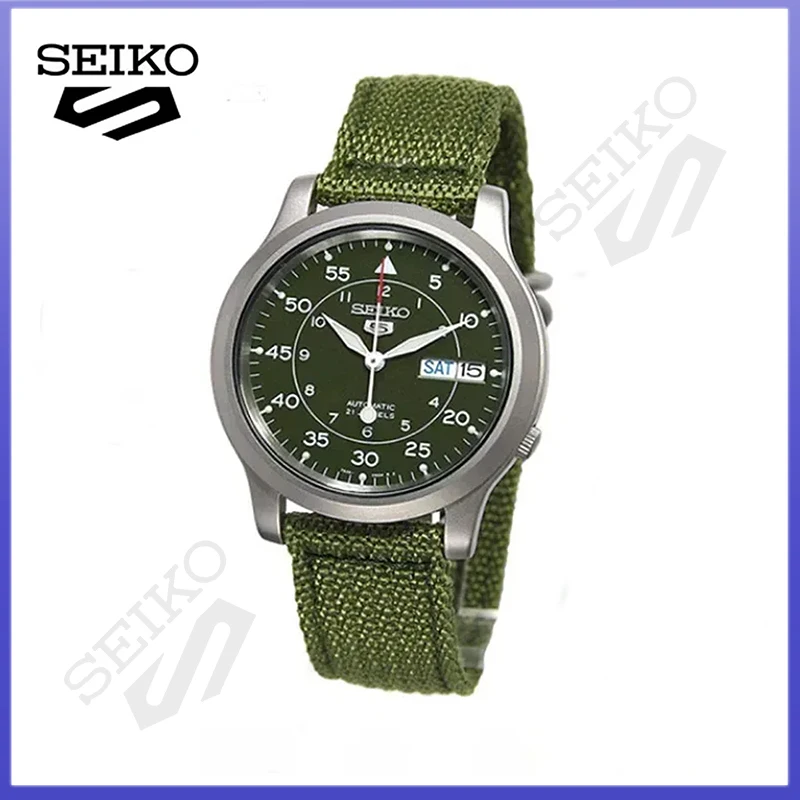 Orologi Meccanici Seiko Per Orologio Da Uomo Automatico In Acciaio Inossidabile 5 Con Orologio Luxuy In Tela Verde Snk805 Orologio Da Polso Impermeabi