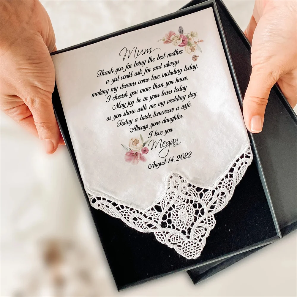 Wedding Gift for Parents Wedding Handkerchief For Mum and Dad Gift Set Thank you Personalised from bride groom