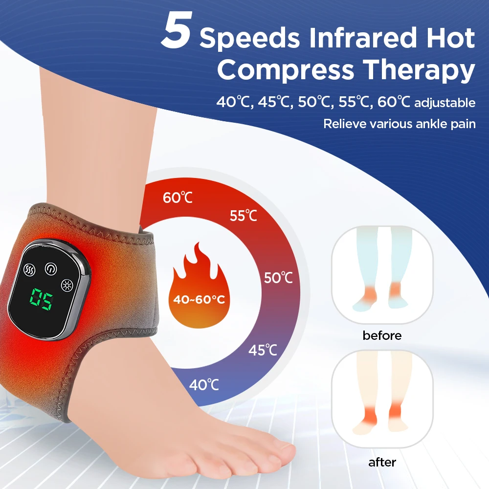 Electric Foot Heat Massager Hot Compresses Vibration Massager Breathable Material Foot and Ankle Joint Hot Compress Protection 2