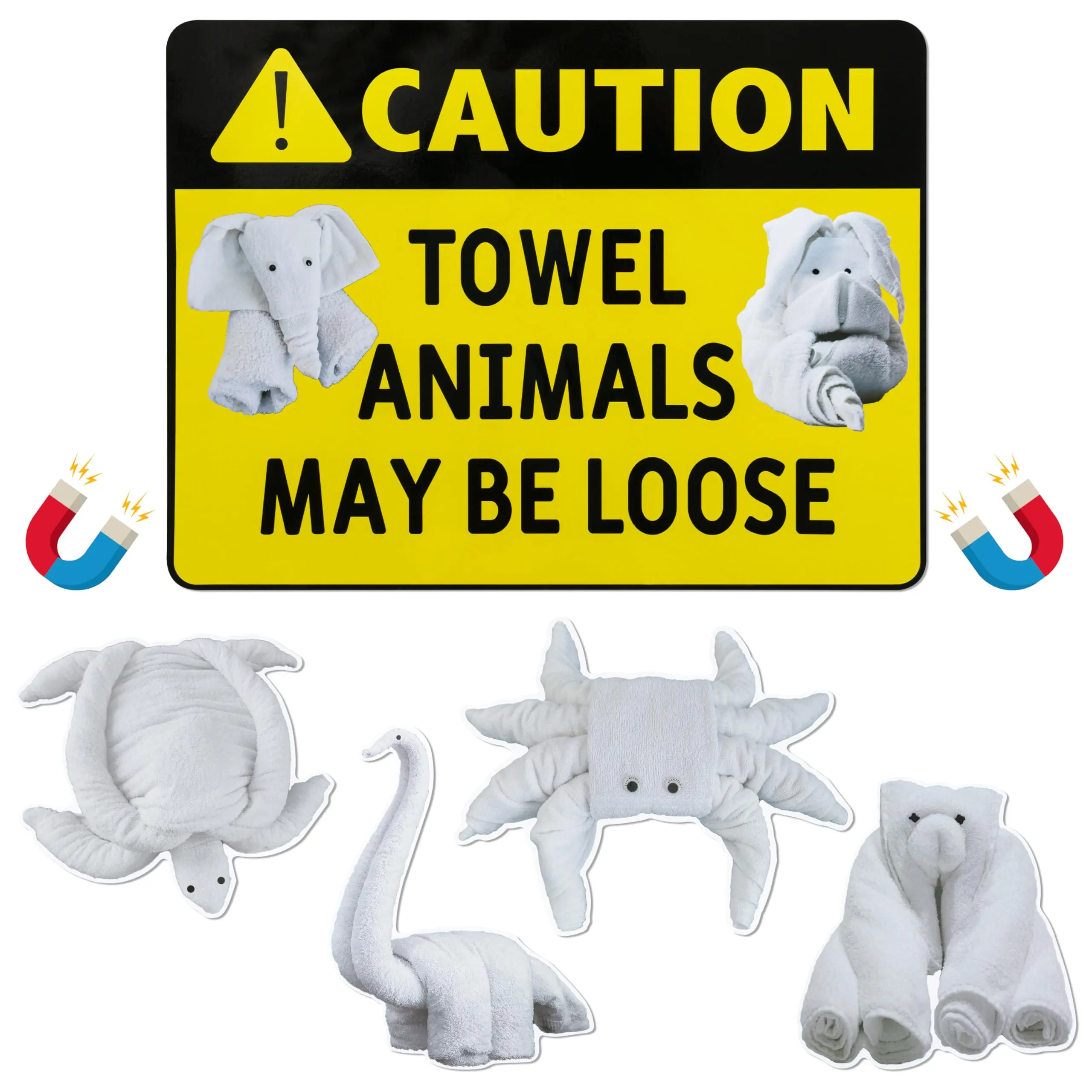 Cruise Door Decorations Magnetic Caution Towel Animals Magnet, Funny Cruise Ship Car Cabin Refrigerator Magnet Decal, Sea Ocean