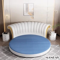 Upgrade Your Sleeping Experience with Linlamlim Round Leather Bed Frame Italian Genuine Leather Double Beds Lit 2 Personnes 5