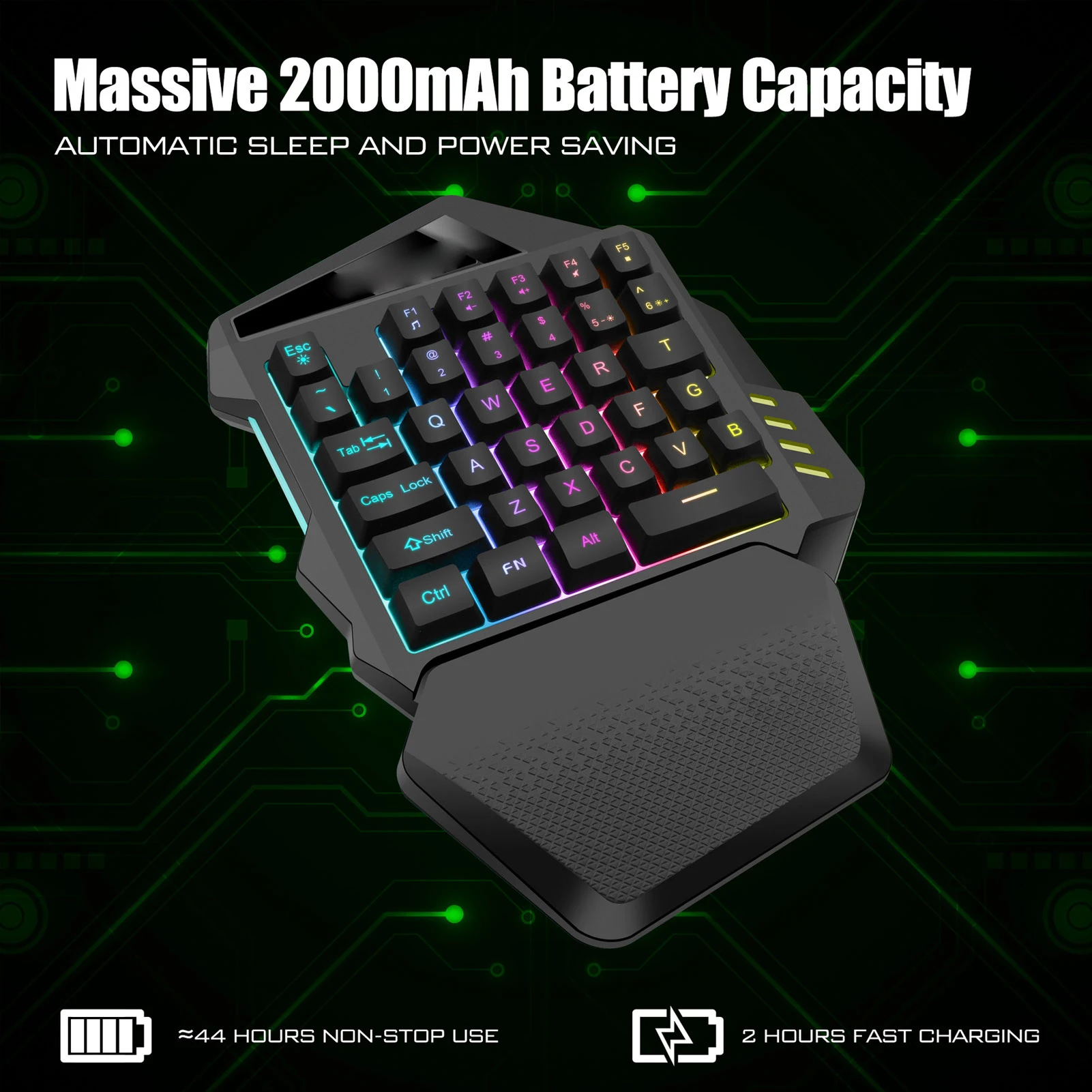 미니 기계식 키보드 한 손으로 게임용 키보드 2.4G 무선 RGB 조명 ABS 35 키 컴퓨터 용 게임용 키보드