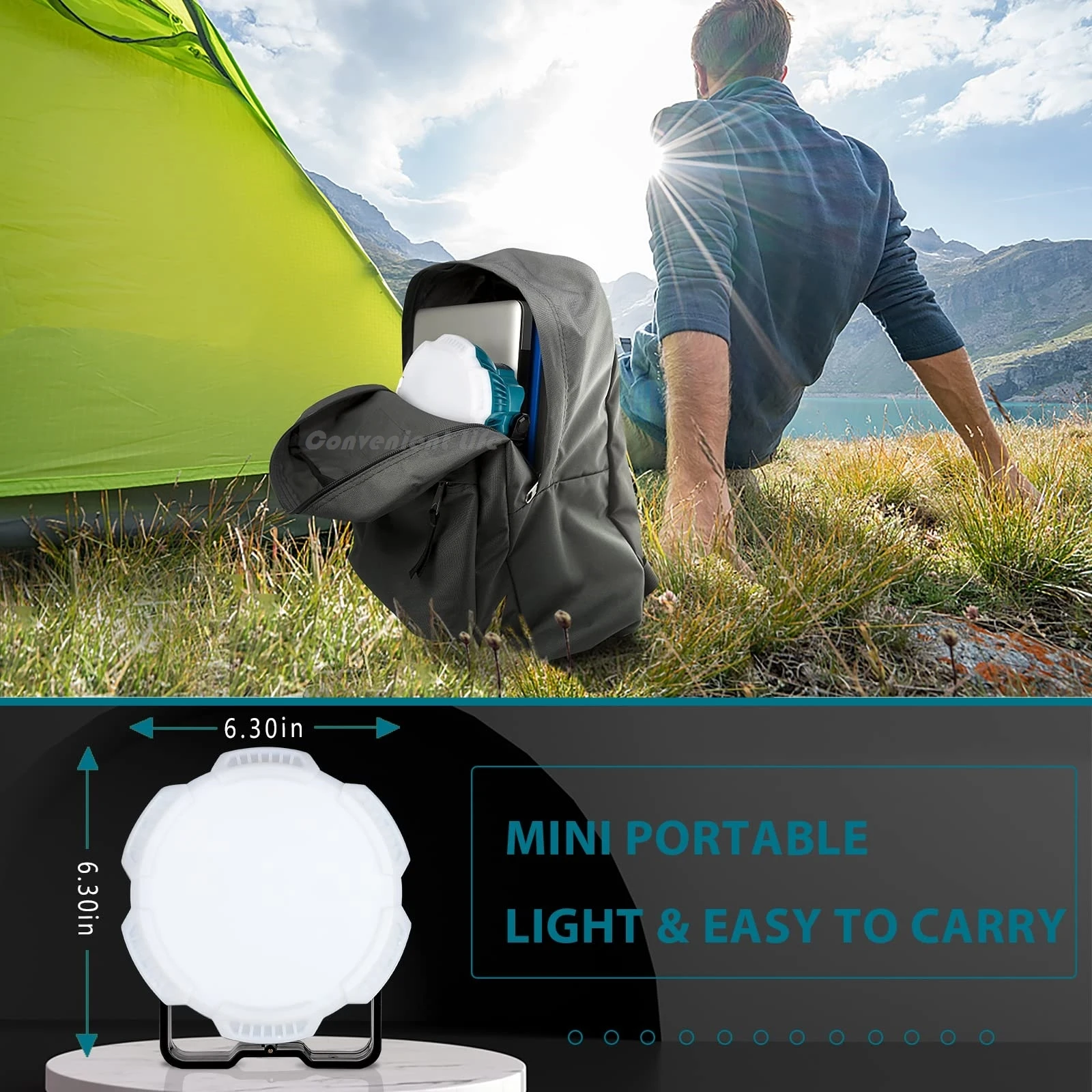 LED Camping Lantern for Makita 18V Li-ion Battery 24W 2400LM Work Light Portabl