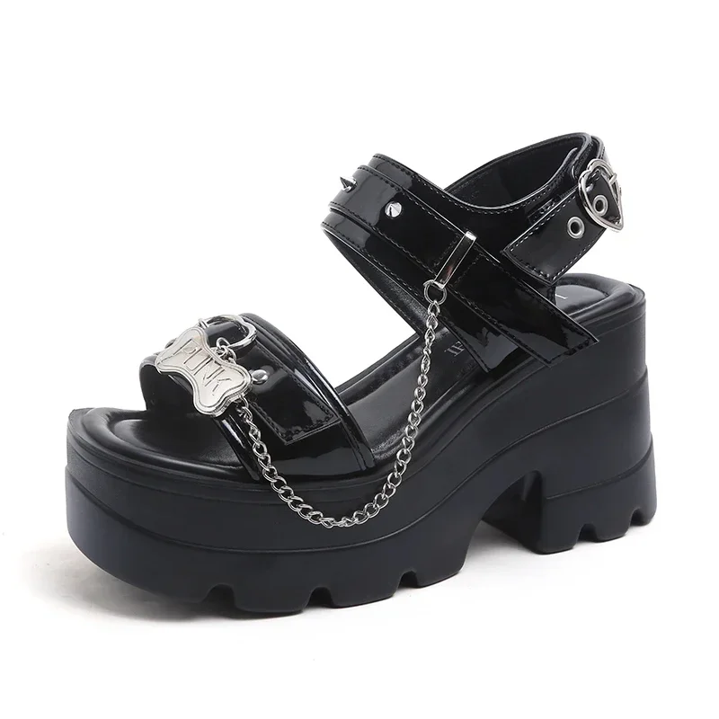 EXTRA SANDAL BLACK MIX WHITE MIX SYRUP CALFSKIN
