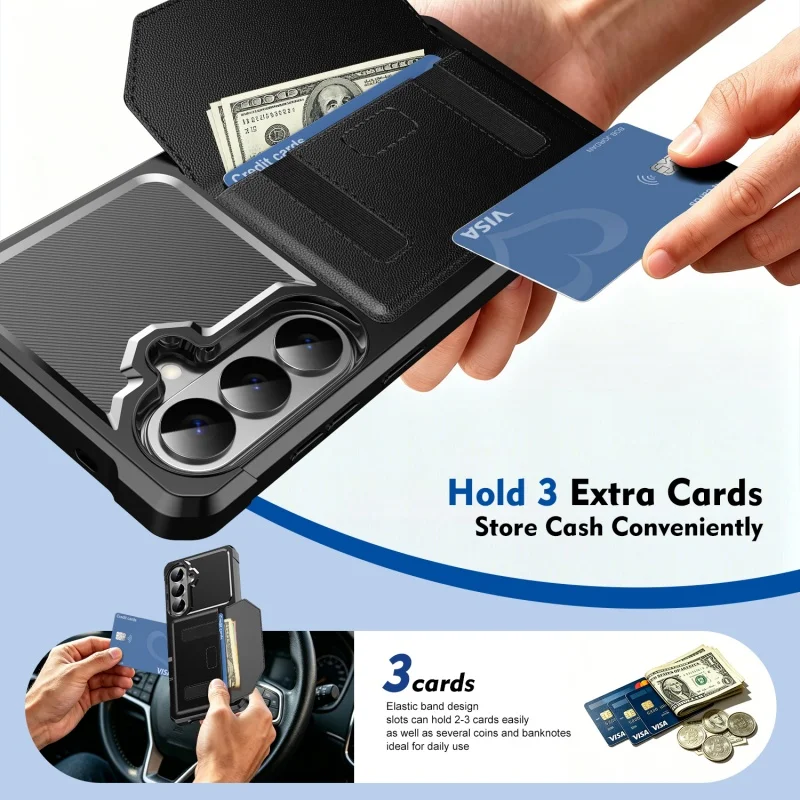Magnetic Leather Wallet Phone Case with Cardholder and Enhanced Protection