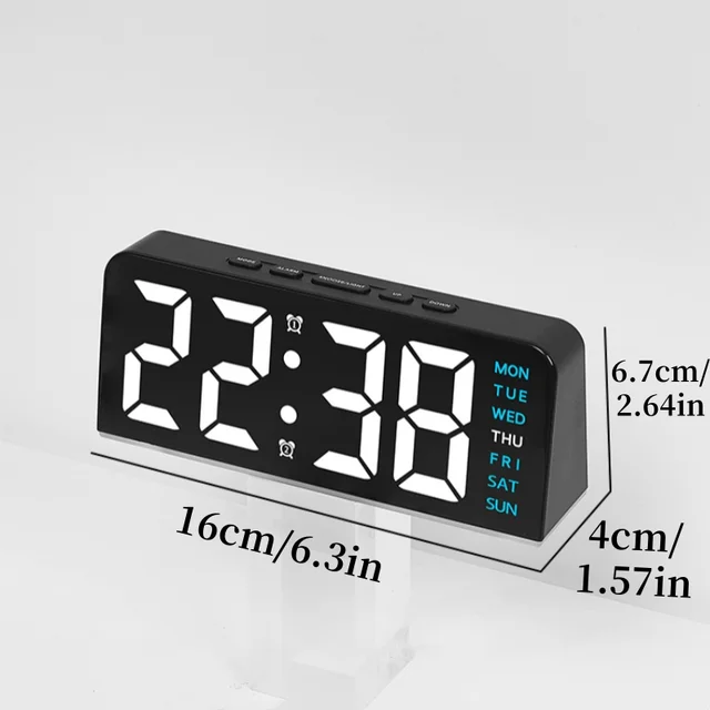 Sveglia digitale alimentata tramite USB con luce d'atmosfera Doppio sveglia Snooze Orologio da tavolo 4 livelli di luminosità Orologio elettronico a LED 12/24 ore 2