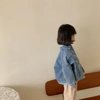 6704-1 Children's Denim Jacket Spring and Autumn Korean Girl's Denim Jacket Casual Loose Boy's Coat Cardigan. 1