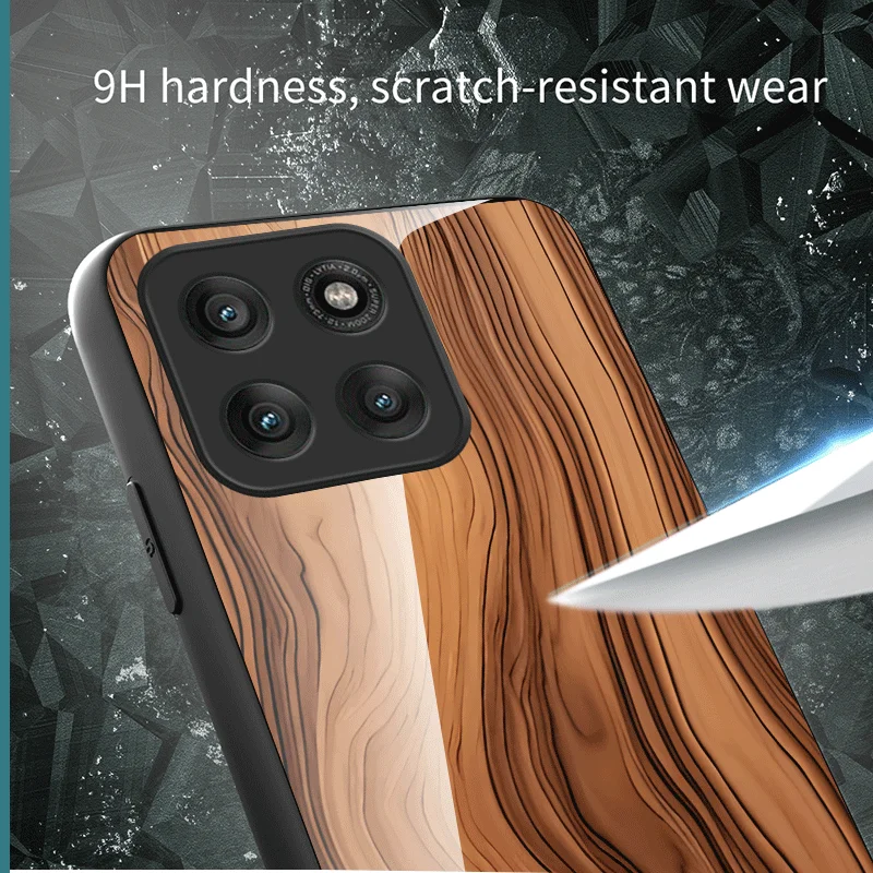 Premium Wood Texture Hard Tempered Glass Phone Case – Durable Protective Back Shell Cover