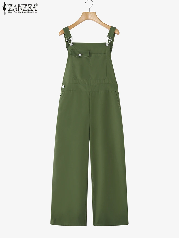 ZANZEA Women Suspender Playsuit Holiday Solid Color Rompers Casual Loose Pocket Long Pant Jumpsuit 2025 Summer Korean Overalls 4