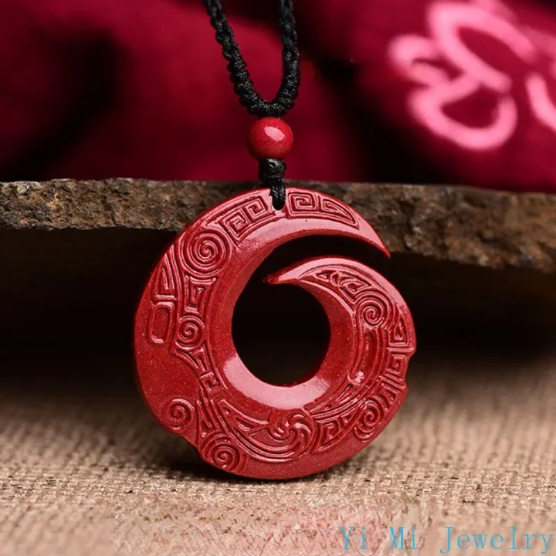 Natural Raw Mineral Cinnabar Pendant Necklace