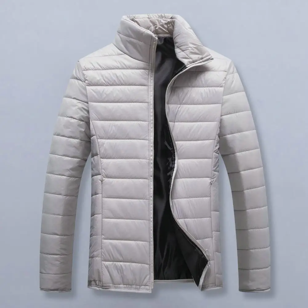 

New Winter Men's Cotton Coat Thickened Warm Long-sleeved Solid Color Zipper Casual Men's Down Jacket