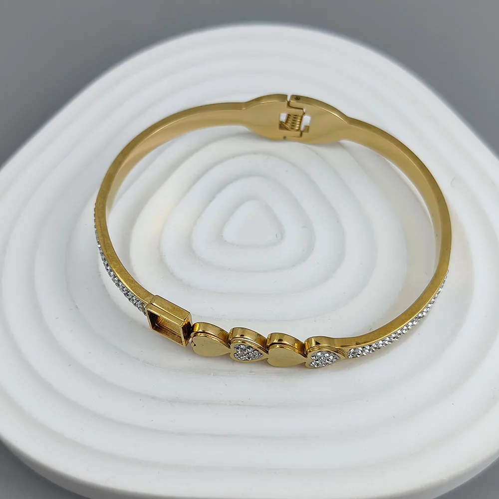 Love Zircon Gold-plated Stainless Steel Bracelet 18K Waterproof Couple Bracelet Wife Gift Bangle Bracelet Stainless Steel Bracelet Zircon Bracelet