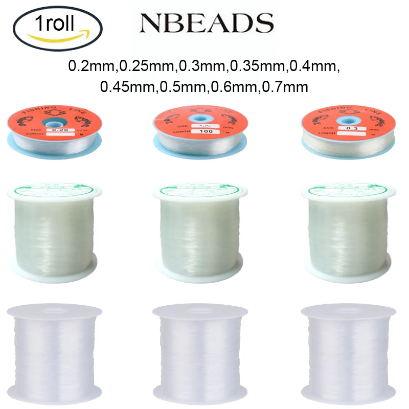 100M Plastic Crystal Beading Thread 0.2-0.7mm Non-Stretch String Cord Fish  Line Wire For