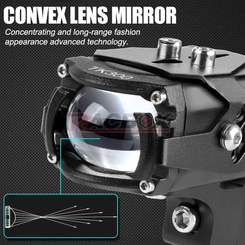 90W/100W Motorcycle LED Spotlight Blue Devil Eyes High Power Headlight Lens Whit