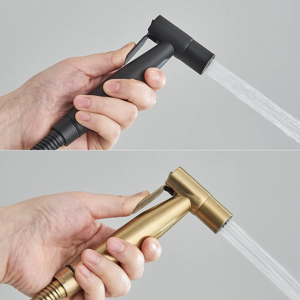 Brushed Gold Handheld Toilet Bidet Sprayer Stainless Steel Bidet Shower Hygienic Shower Wall Toilet Bidet Sprayer Cold Water 2
