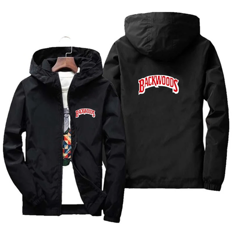 

New Large BACKWOODS printed spring and summer men's hoodie zipper thin coat men's windproof casual street jacket
