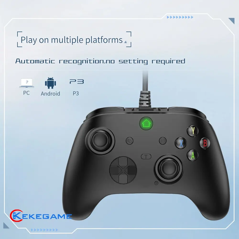 Przewodowy kontroler dla PC PS3 Android TV-BOX z wyzwalaczem Halla Podwójne wibracje z powrotem 4 programowalne klawisze Turbo