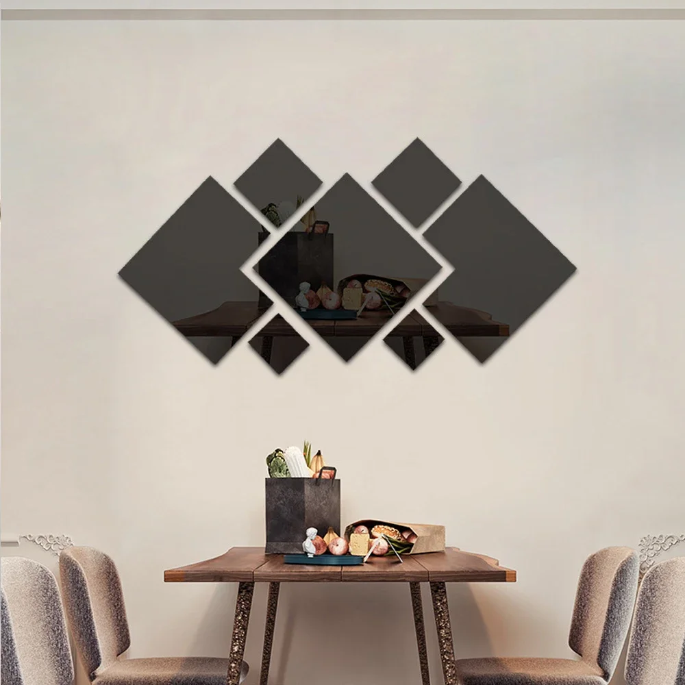 Large Square Mirror Wall Sticker Acrylic Irregular Splicing Square DIY Wall Murals Decal for Living Room Bedroom Home Decoration Wall Sticker Mirror Wall Sticker Acrylic Wall Sticker
