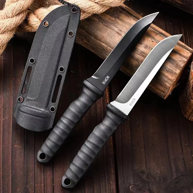 camping knife Outdoor pocket knife camping barbecue small straight knife sheath survival carry portable fruit