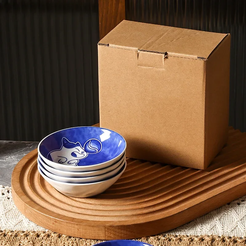 Japanese Style Sauce Dishes Sushi Plate Tableware Ceramic Dessert Creative Cute Cartoon Lucky Cat Pattern Water Drop Shape Plate