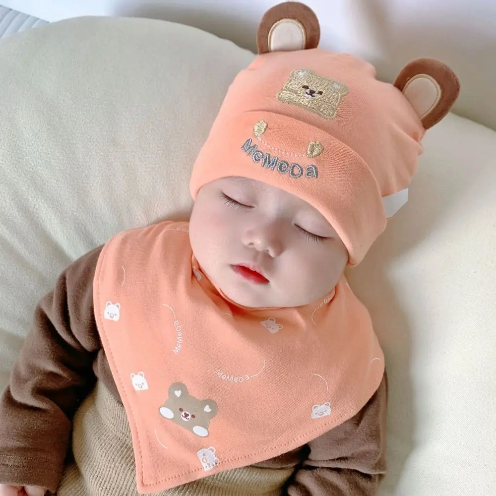 

Triangular Scarf Baby Beanie Scarf Set Ear Protection Winter Warm Thicken Cap Cotton Baby Pullover Cap Boys Girls Infant