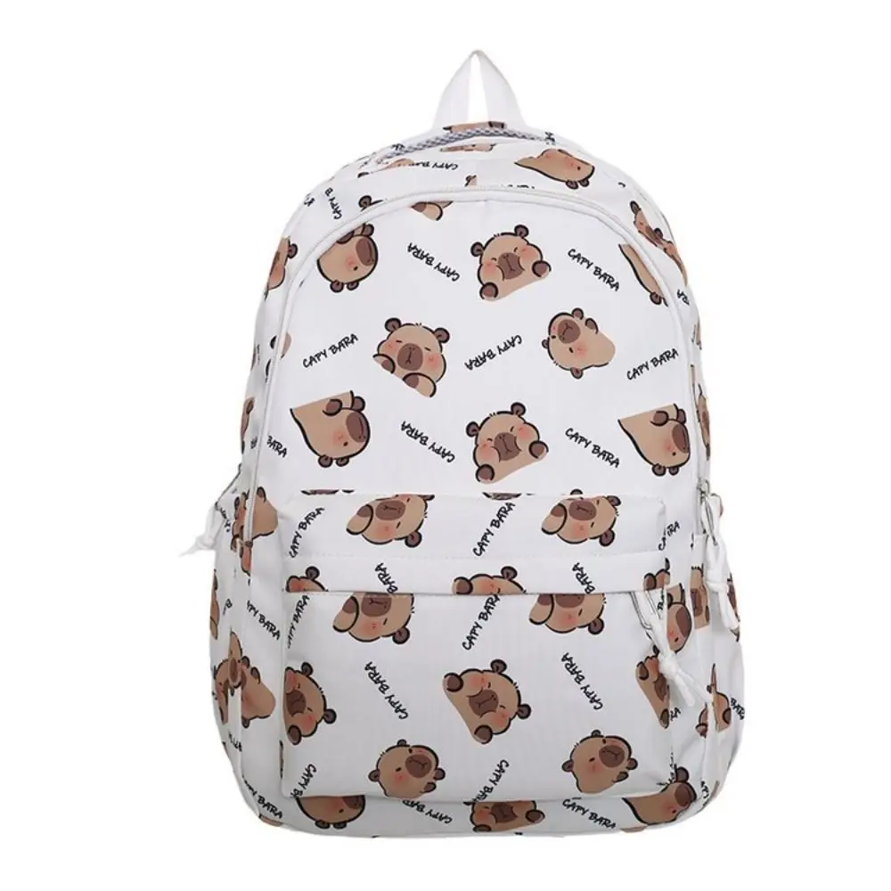 Portable Large Capacity Capybara Backpack Animal Korean Style Capibara Shoulder Bag Zipper Printed Cartoon School Bag Outdoor