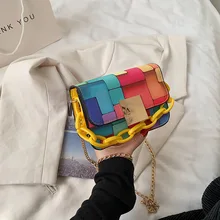 

Individual Women's Bag Fashion Contrast color Personality Messenger Bag Shoulder Handbag PU Bag Chain Small Square Bag