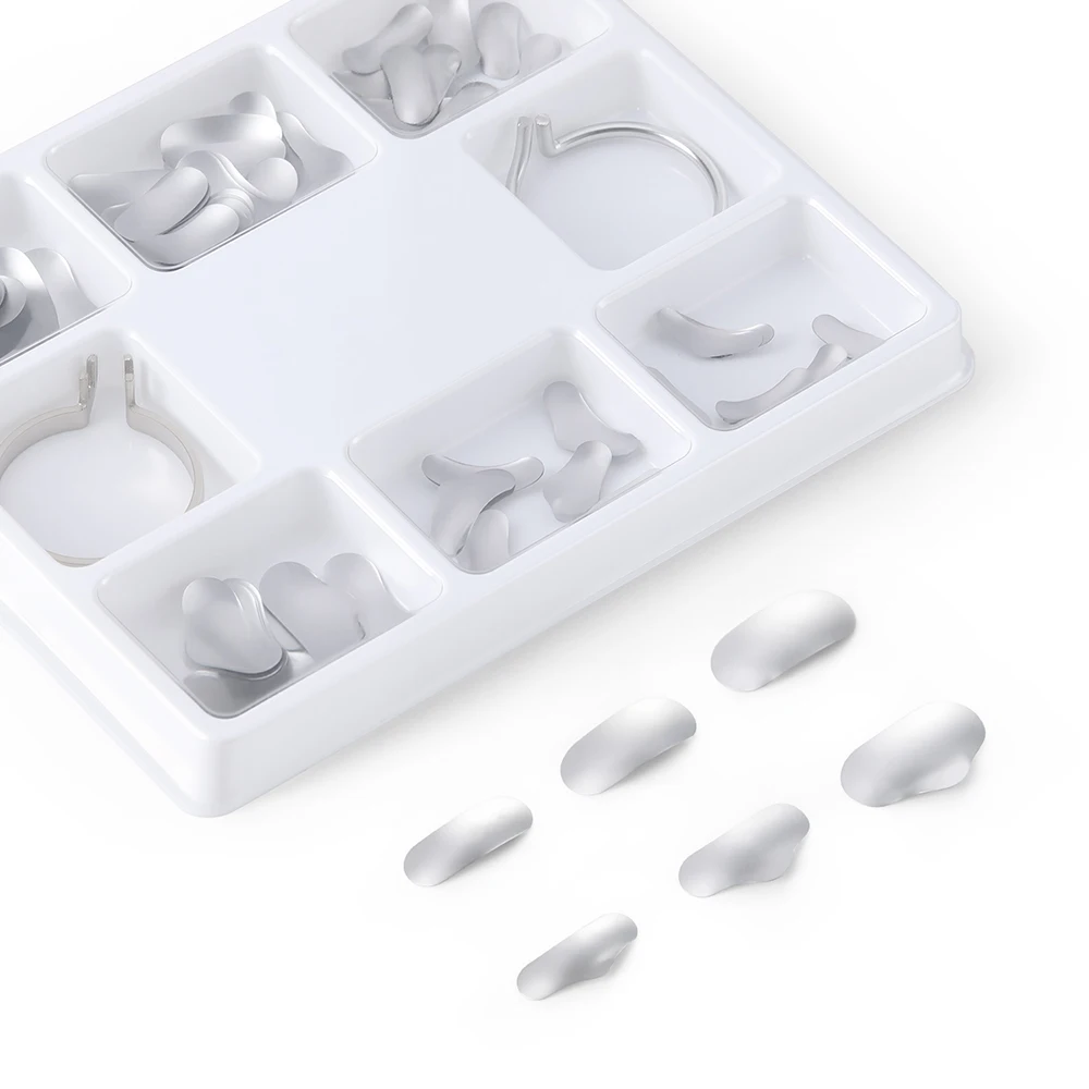100-Piece Box of Dental Sectional Contoured Matrix Bands with Wedges (Assorted Sizes)