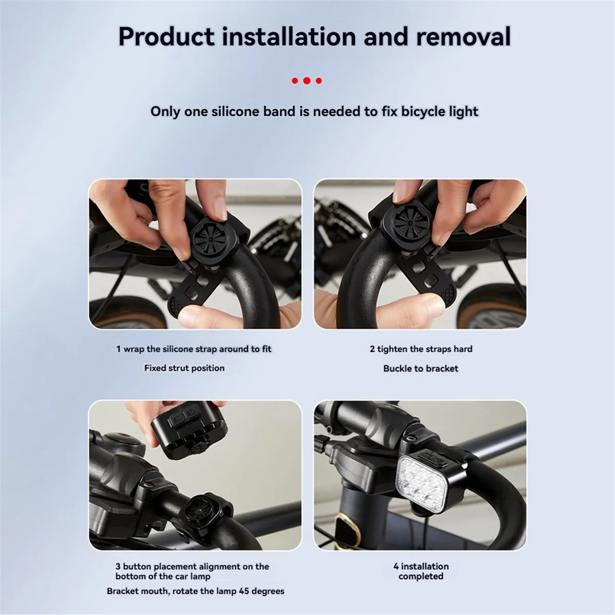 BAAU Bike Light Set Front and Rear USB Charging Mountain Helmet Road Bike Headlight Taillight