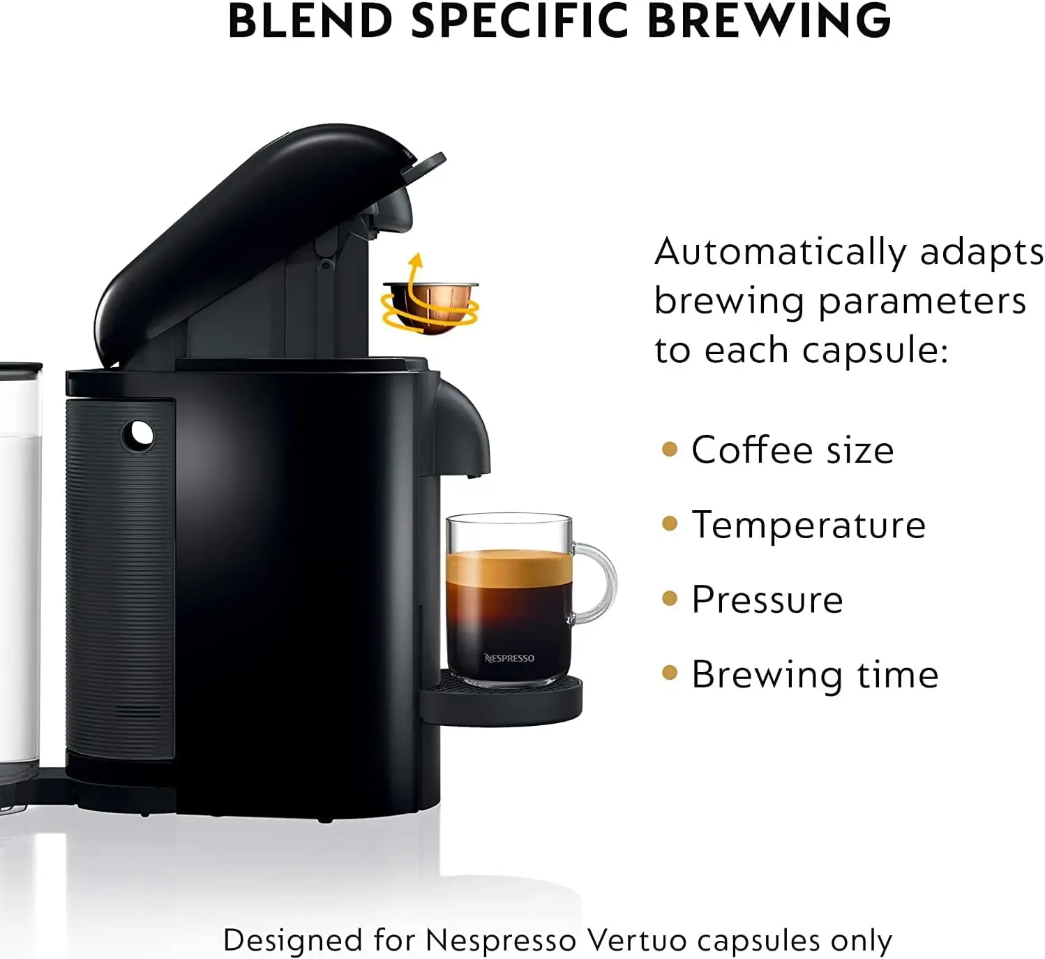 Nespresso Vertuo Plus Coffee and Espresso Maker by Breville, Ink Black with Aeroccino Milk Frother 6