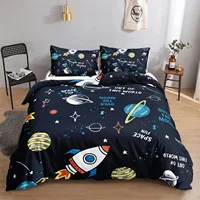 Modern Rocket Ship Duvet Cover Set Full Size,Space Ship Galaxy Bedding Set,boys Girls Rocket Planet Star Cartoon Comforter Cover 1