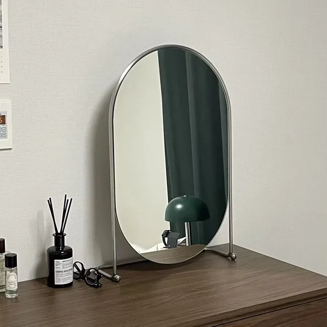 Smink Fali Tükör Fürdőszoba Design Íróasztal Álló Koreai Fodrászat Ovális Miroir Falfestmény Dekoráció