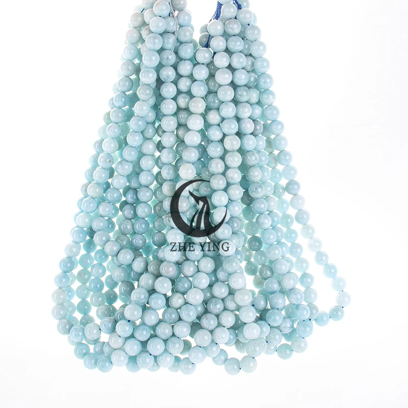 Zhe Ying 7A Aquamarine Natural Gemstone Beads Round Loose Beads For Jewelry Making Bracelets Necklace DIY Accessories