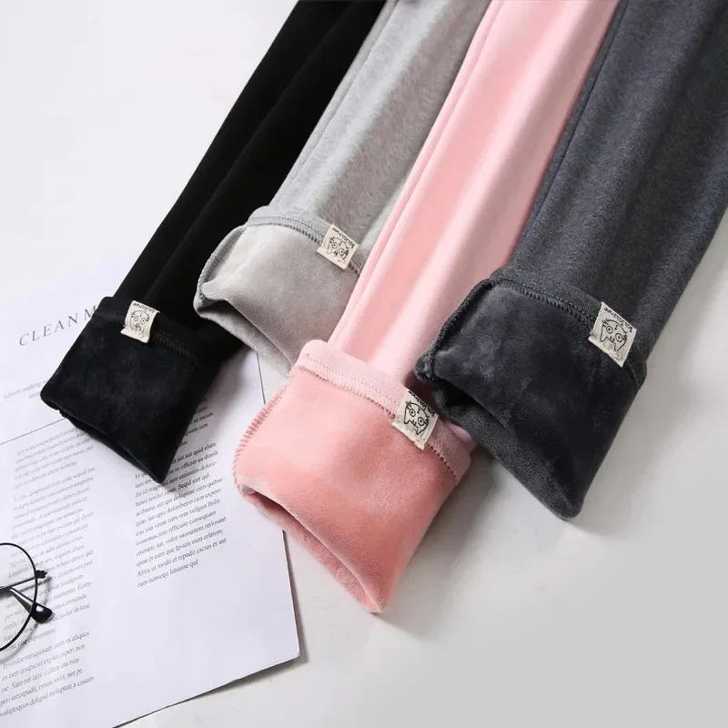 Women Fall Winter New Plus Velvet Leggings M-6XL Cotton Stretch Pants High Waist Slim Plush Capris New Casual Skinny Sweatpants
