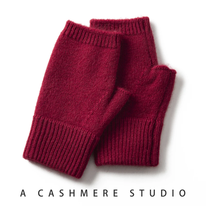 Winter High-Quality 100% Cashmere Gloves Women Soft Warm Stretch Knit Mittens Guantes Solid Color Casual Mittens Guantes