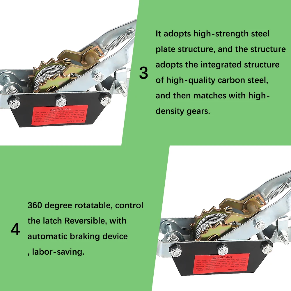 Winch Fastener Rope Rope Tensioner 2T 2m Wire Manual Tensioner Car accessories Ratchet Double Hook For Car Cargo