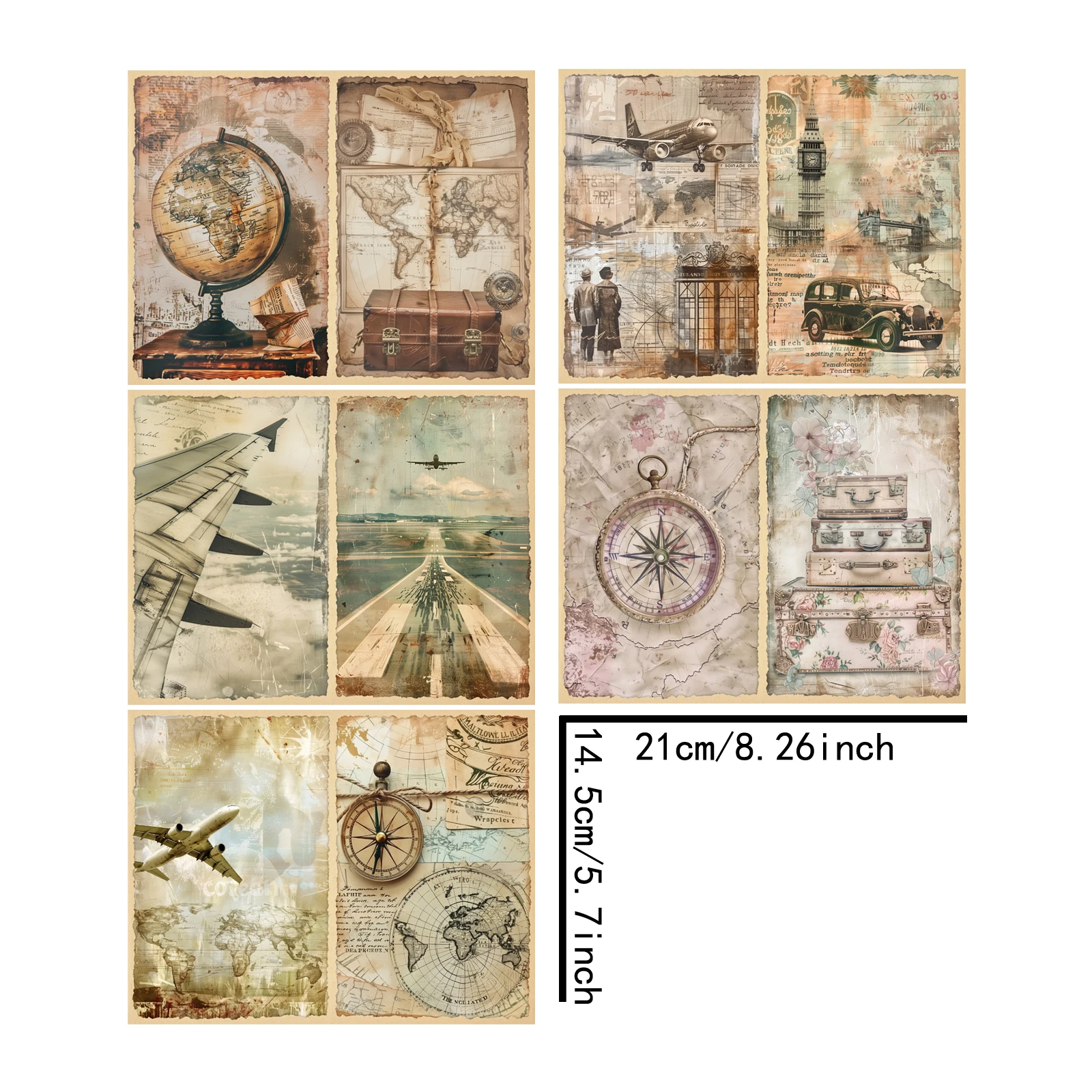 10 yaprak A5 boyutu Vintage eski seyahat uçak haritası pusula arka plan Vintage Grunge dergisi planlama Scrapbooking
