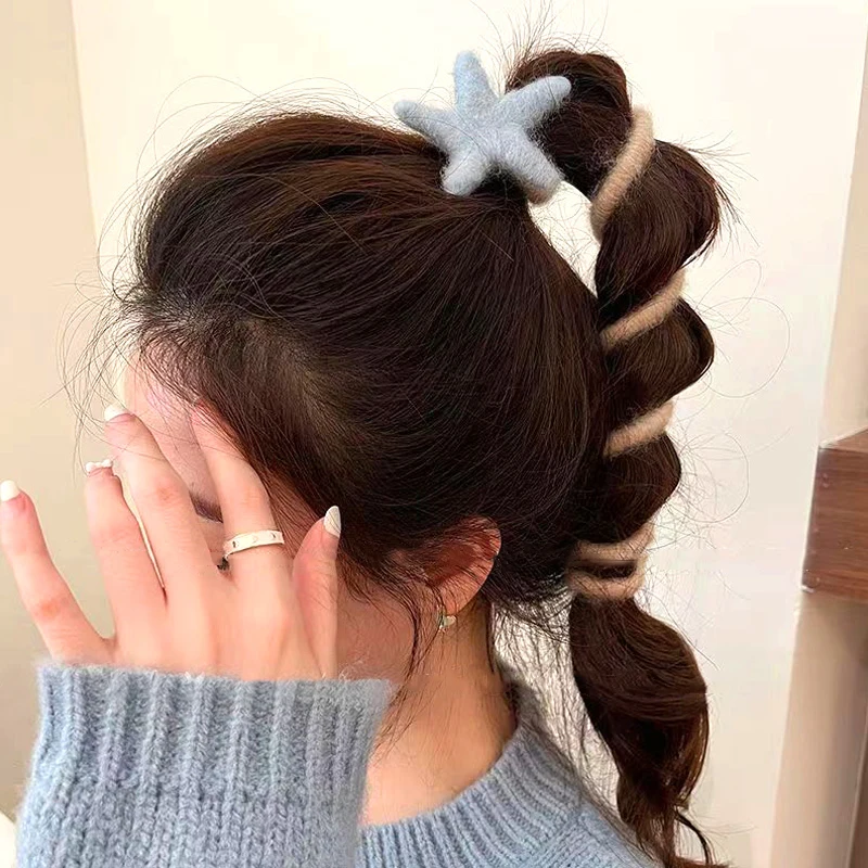 Creative Telephone Cord Hair Ties Headband for Women Girls Elastic Hair Band Ponytail Holder Winter Hair Rope Hair Accessories