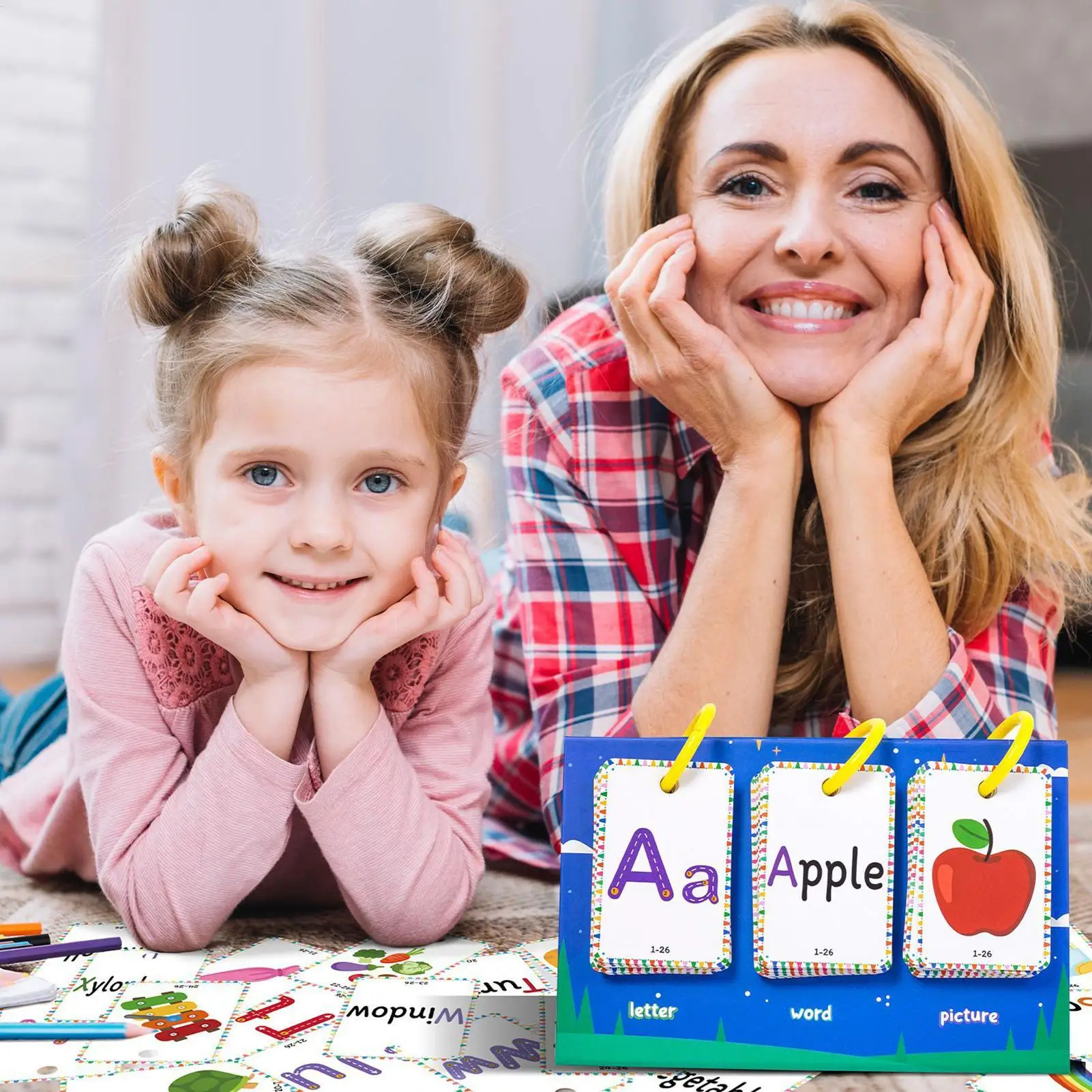 Vocabulary Flash Cards Educational Colorful & Fun Learning Cards Portable Game Toy for Aged 3-8 Girl Travel Preschoolers Boy