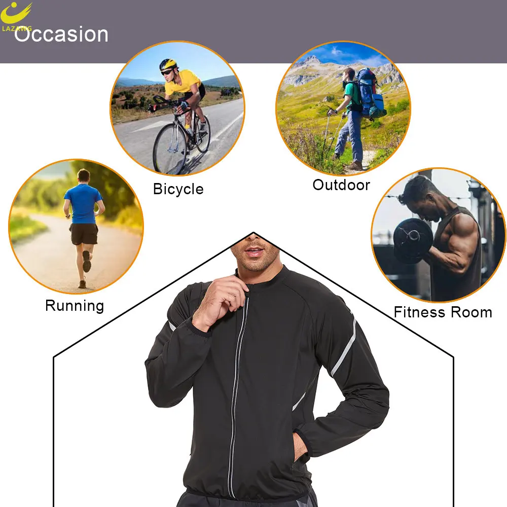 LAZAWG Sauna Jacket for Men Sweating Long Sleeves  Weight Loss Top Thin Slimming Gym Body Shaper Fat Burning Fitness Sportwear