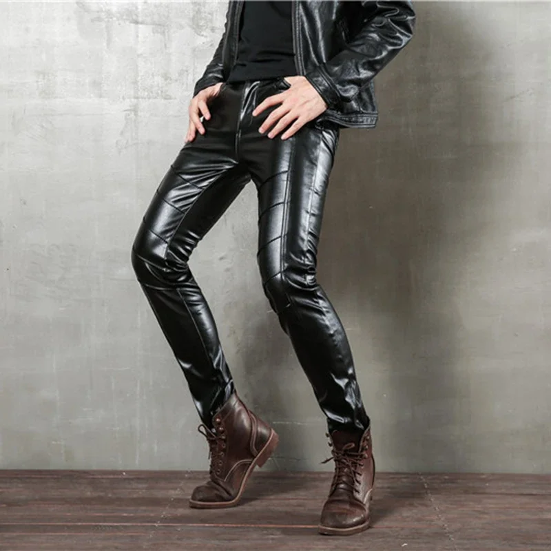 Description Picture 5 of itemIdopy Men`s Halloween Cosplay Zippers Pu Motorcycle Party Holiday Stage Performance Faux Leather Pants Jeans