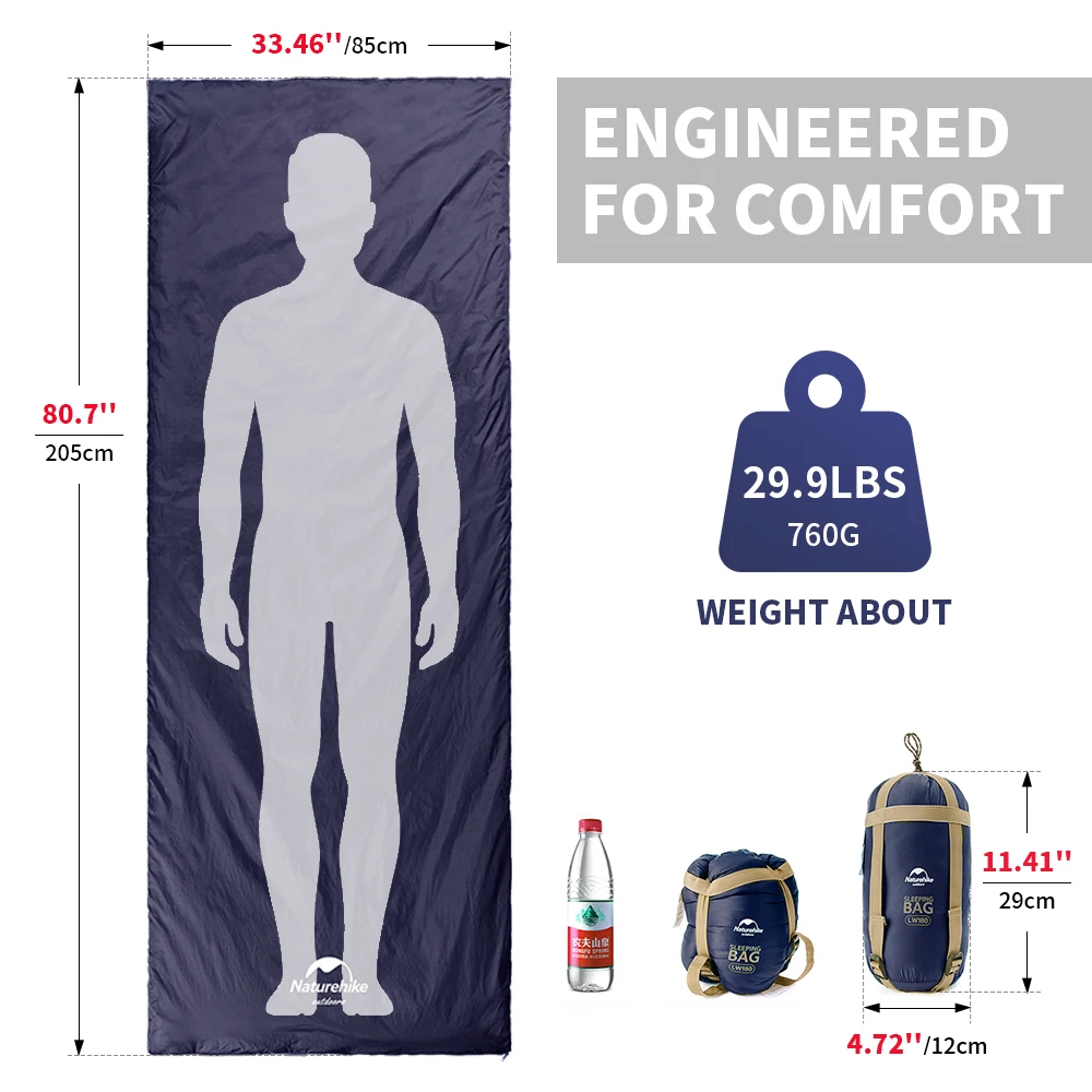 Naturehike 寝袋 超軽量 LW180 防水 コットン寝袋 夏 キャンプ Naturehike 寝袋超軽量 LW180 防水綿寝袋自然ハイキング夏の