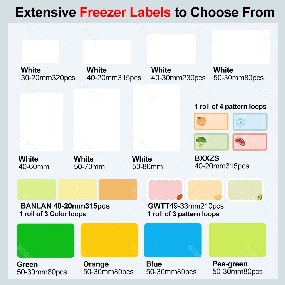 NIIMBOT B1/B21/B31 Thermal Printer Freezer Label Paper Food Storage Kitchen Refrigerator Stickers Date Content Notes Tag -18°