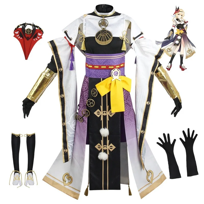 

Genshin Impact Costume Chinese Anime Figue Kujo Sara Top Short Pant Glooves Waist Sealing Accessories for Women Cosplay Costumes