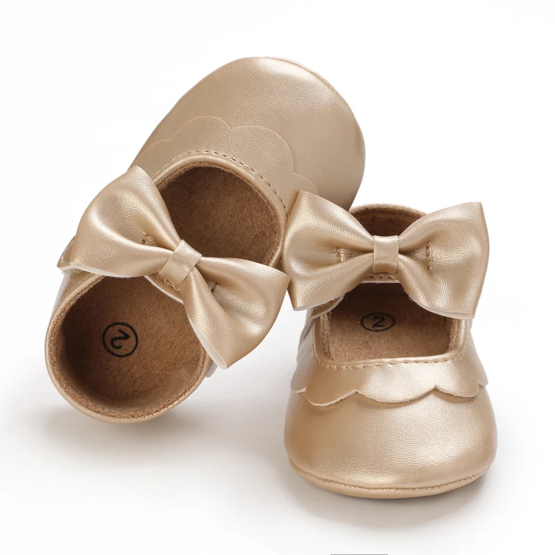 Retro Princess Shoes Newborn Anti Slip Rubber Sole Walking Shoes Elegant Bow Girl's Baby Korean Small Leather Shoes 5