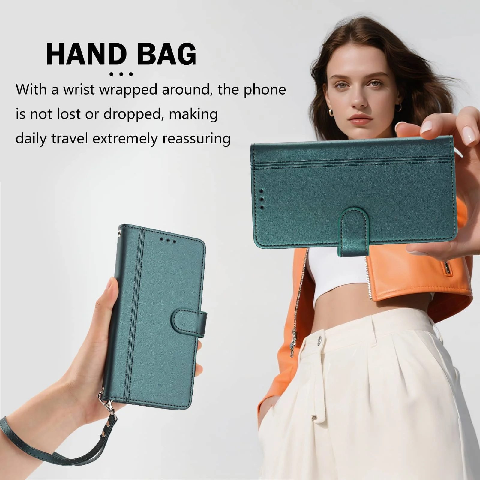 Slim Flip Wallet Case with Magnetic Clasp and Kickstand Feature