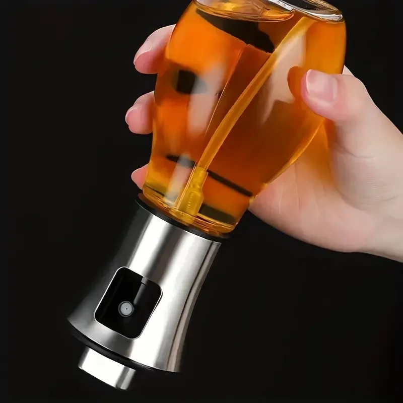 304 Stainless Steel Glass Oil Spray Bottle 1pc Pressurized Nozzle Kitchen Outdoor BBQ No Electricity or Battery