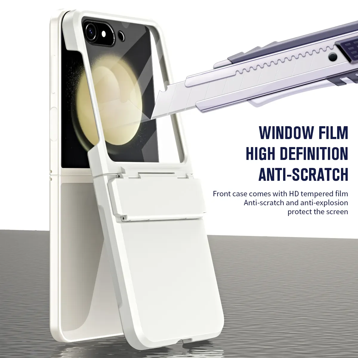 For Samsung Galaxy Z Flip 5 Flip5 Case Matte Luxury With Mirror Film Folding Hinge Shockproof Protection Hard PC Cover Accessory